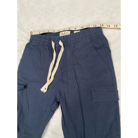 NWT L. T. J. Letter to Juliet Navy Blue Linen Blend Jogger Cargo Pants Small - Picture 6 of 9